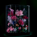BESIDE Crystal Garden Twilight Magenta Blue Preserved Flower Terrarium