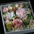 BESIDE Floral Canvas Garden Pink Green Preserved Flower Gift Box Top View