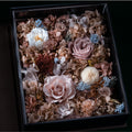 BESIDE Floral Canvas Vintage Dusty Rose Nude Preserved Flower Gift Box Top View